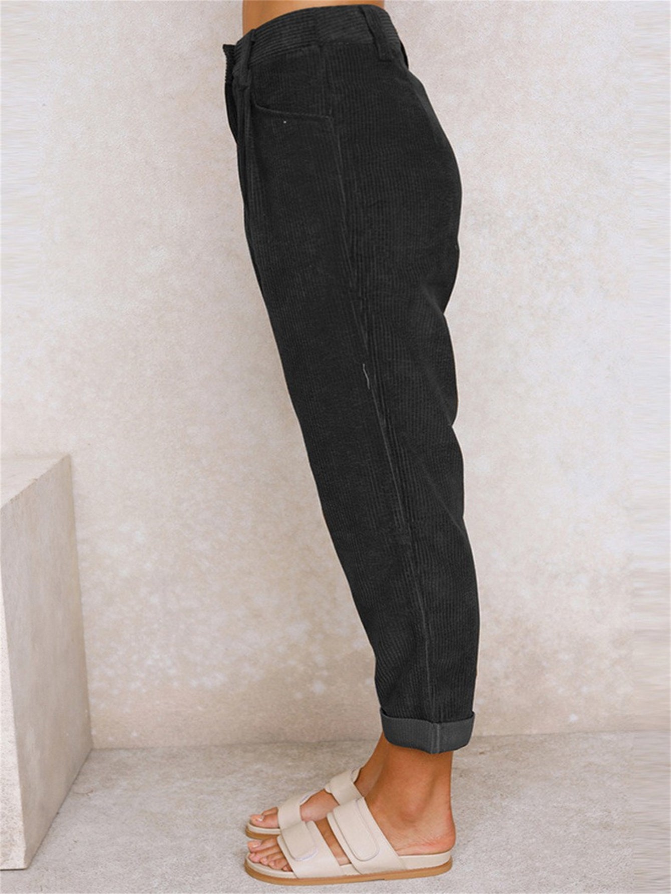 Women's Corduroy Pants with High Waisted