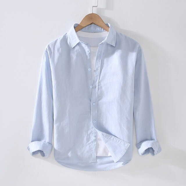 Men's Summer Shirt with Long Sleeve and Buttons
