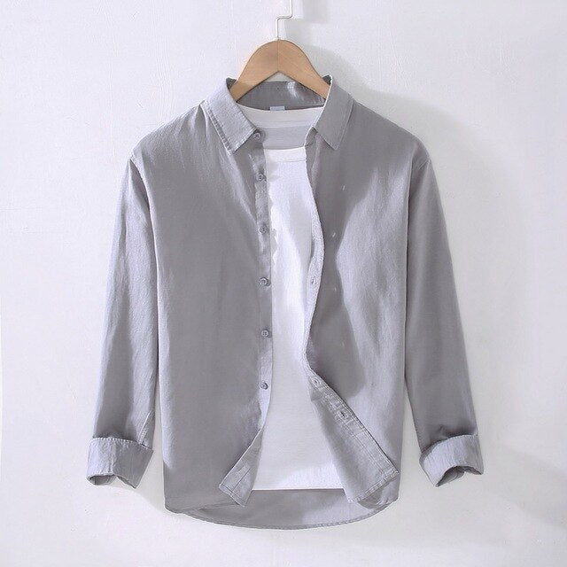Men's Summer Shirt with Long Sleeve and Buttons
