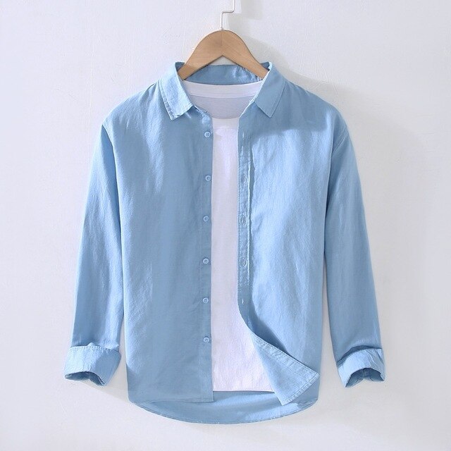 Men's Summer Shirt with Long Sleeve and Buttons