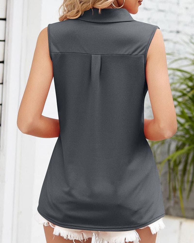Women's Summer Blouse with V-neck and Sleeveless