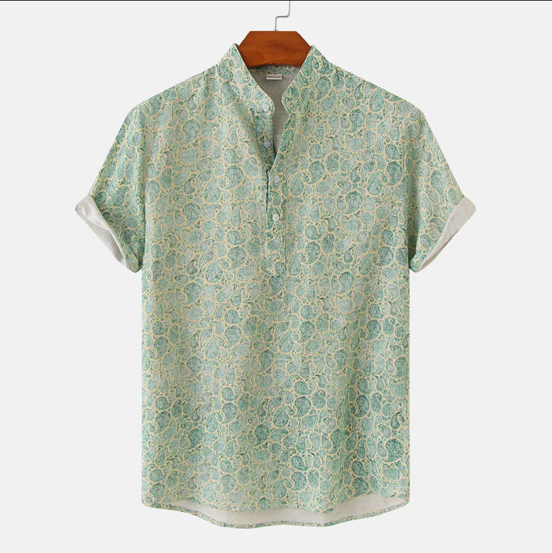 Men's Summer Floral Shirt with Short Sleeves and Buttons