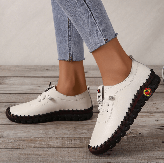 Women's All Season Vegan Leather Shoes with Treaded Soles and Lace-up