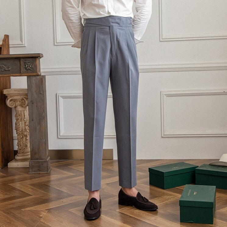 Men's High Waisted Trouser with Buckle Closure