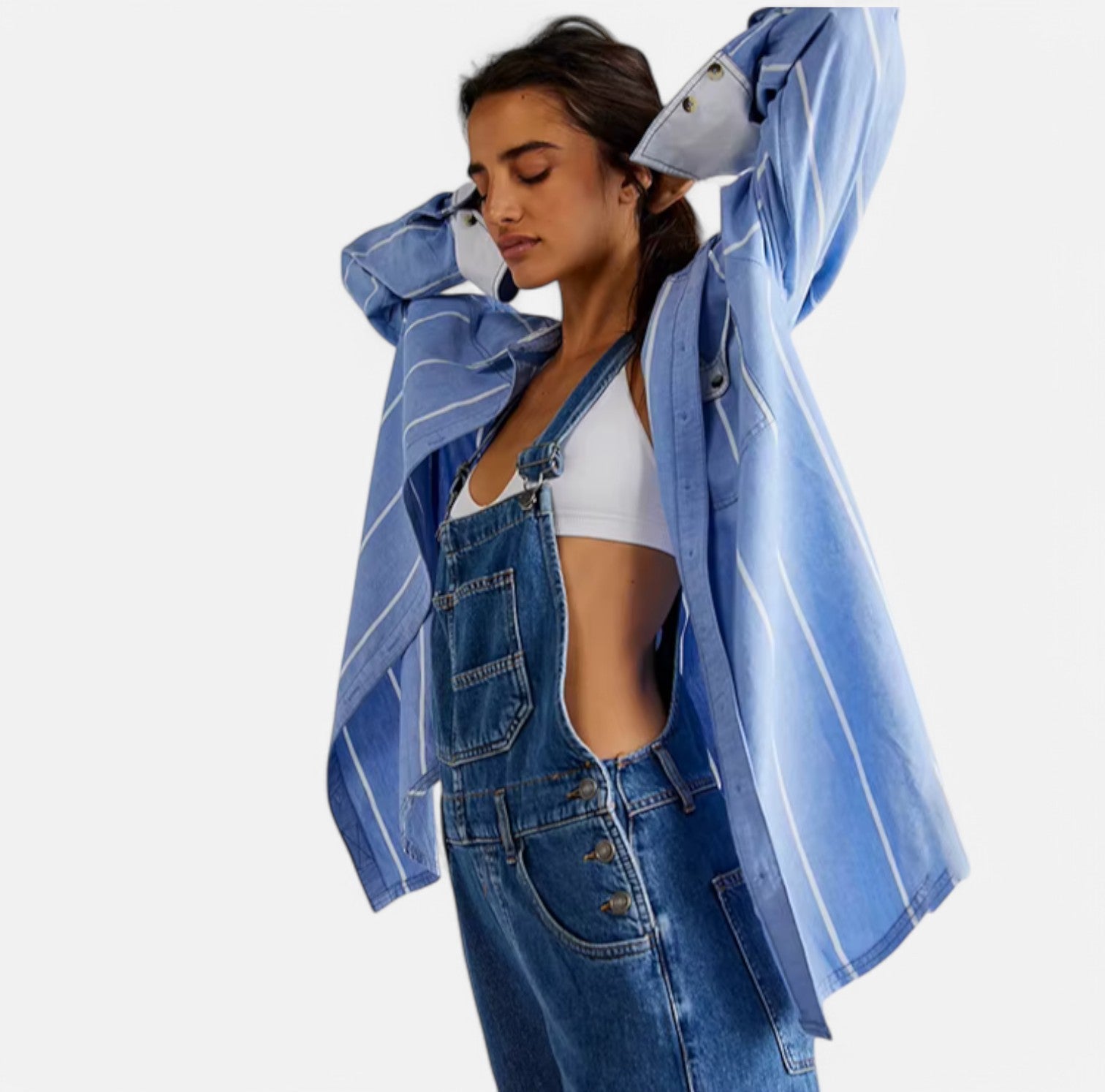 Women's Vintage Denim Jumpsuit with Pockets