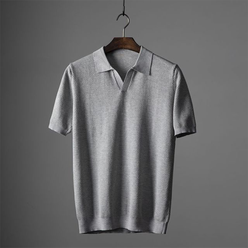 Men's Summer Knit Polo Shirt with Short Sleeves