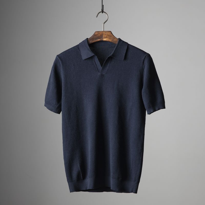 Men's Summer Knit Polo Shirt with Short Sleeves
