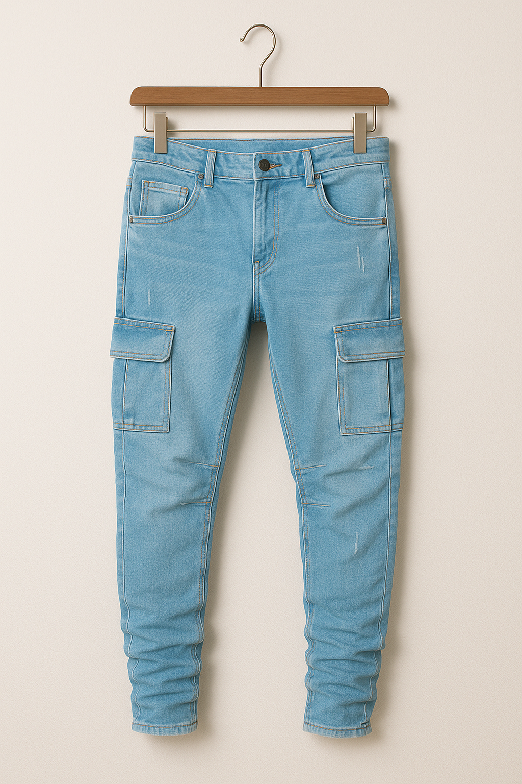 Men's All Season Skinny Cargo Denim Pants with Pockets