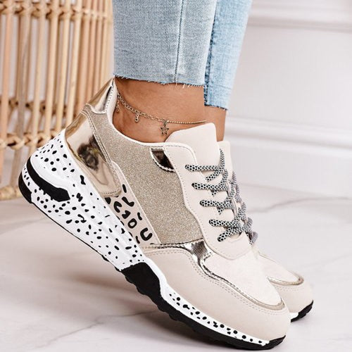 Women's Chunky Sneakers with Dalmatian-Print Soles and Lace-Up