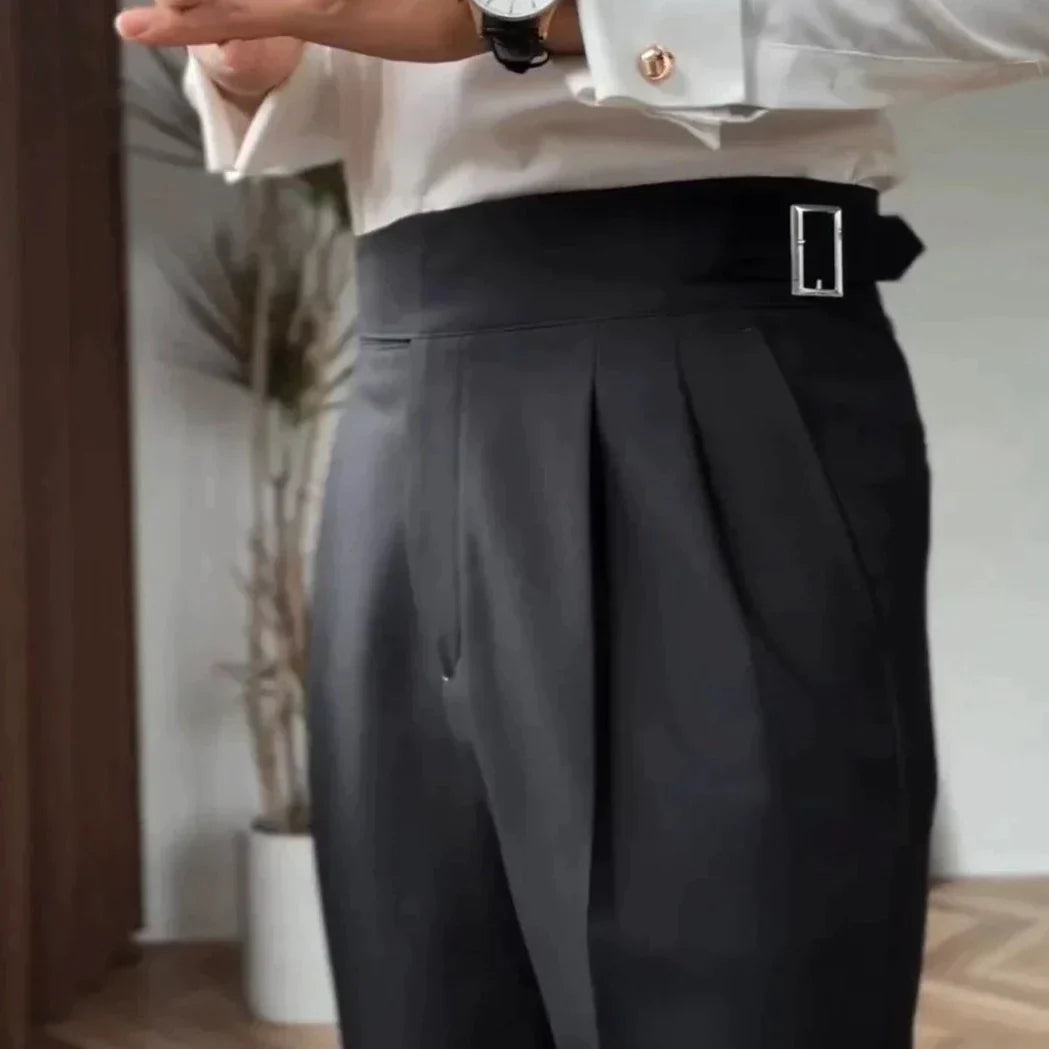 Men's High Waisted Trouser with Buckle Closure