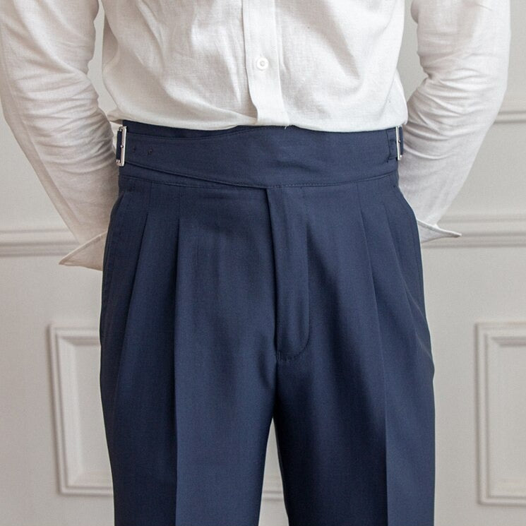 Men's High Waisted Trouser with Buckle Closure