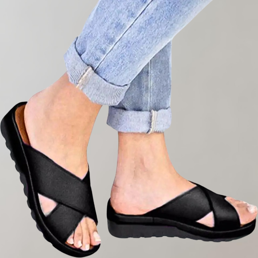 Women's Summer Slip-on Sandals with Open-toe and Criss-cross Style