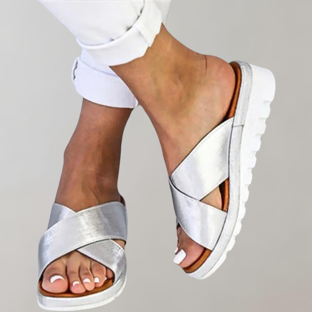 Women's Summer Slip-on Sandals with Open-toe and Criss-cross Style