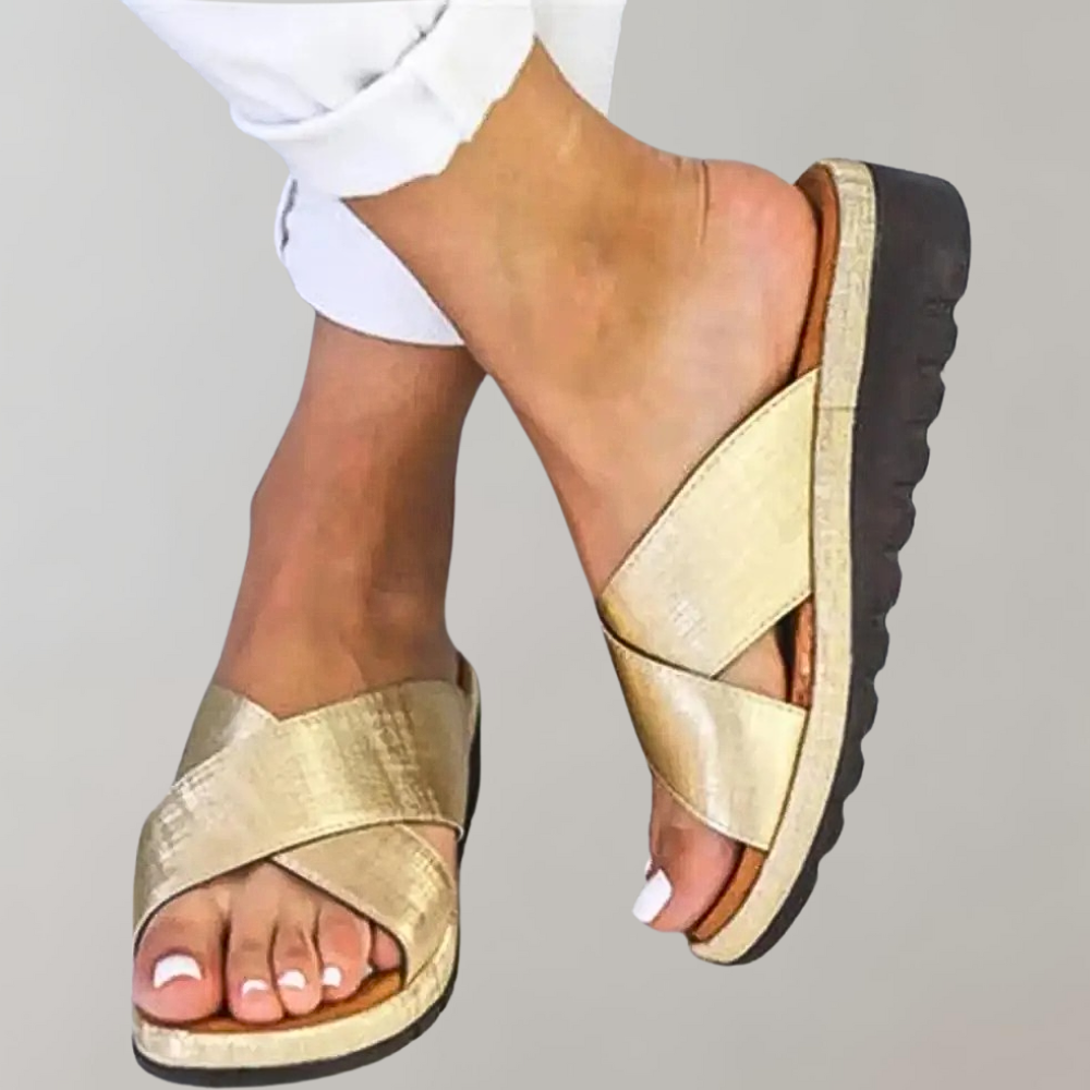 Women's Summer Slip-on Sandals with Open-toe and Criss-cross Style