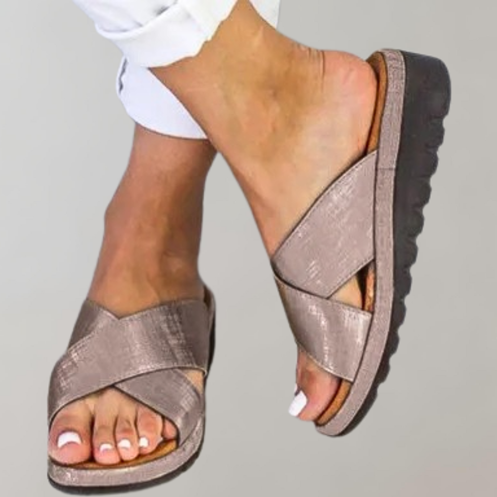 Women's Summer Slip-on Sandals with Open-toe and Criss-cross Style