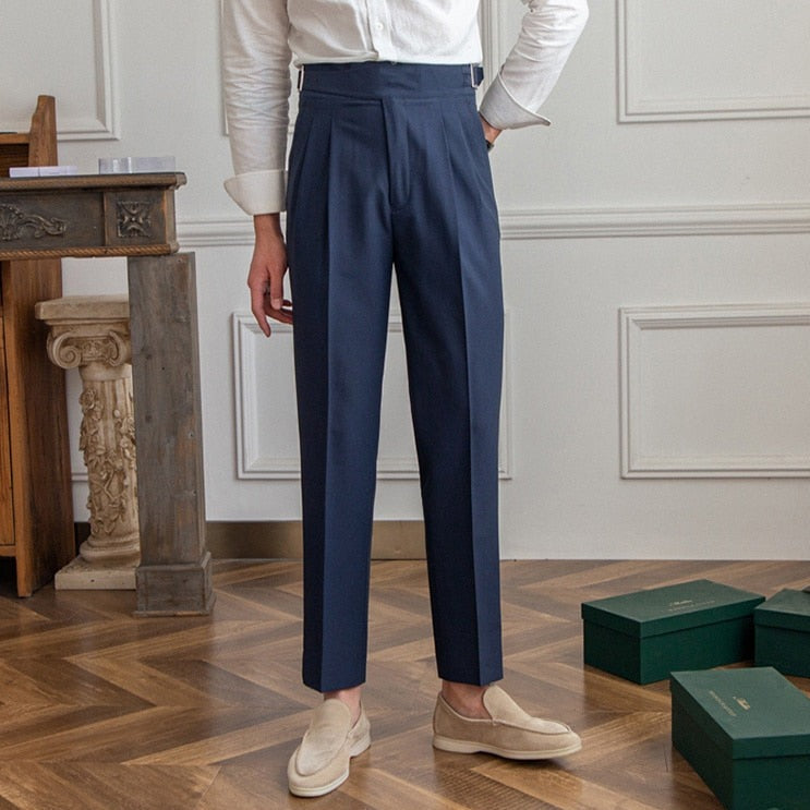 Men's High Waisted Trouser with Buckle Closure
