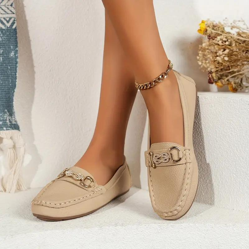 Women's Vegan Leather Loafers with Gold Accent and Stitch Detail