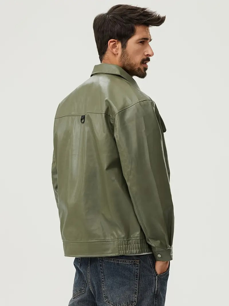 Men's Biker Style Zip Front Jacket