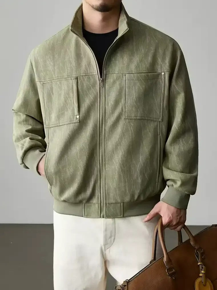 Men's Bomber Jacket with Chest Pockets