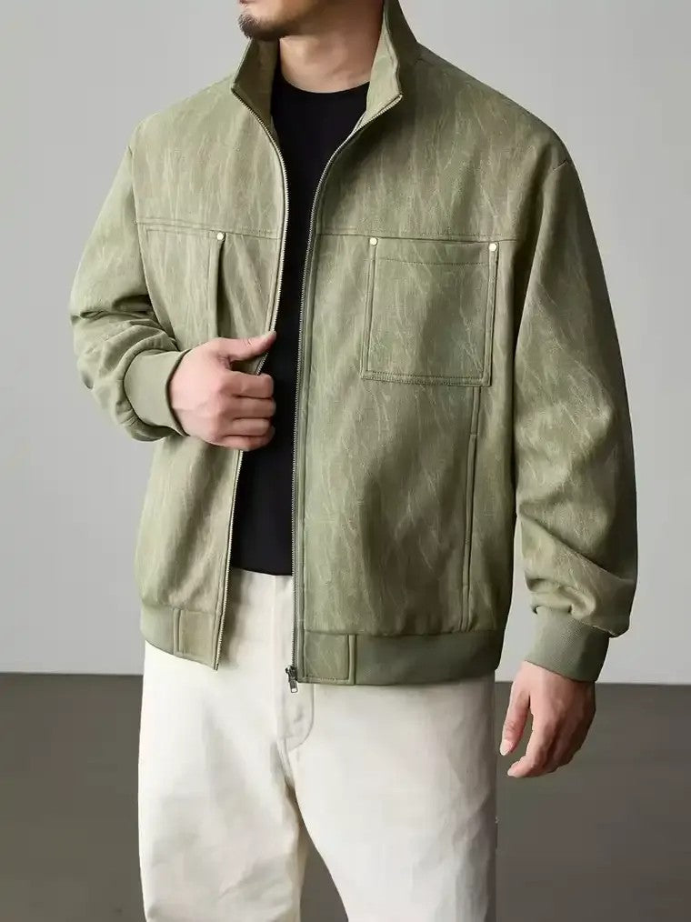 Men's Bomber Jacket with Chest Pockets