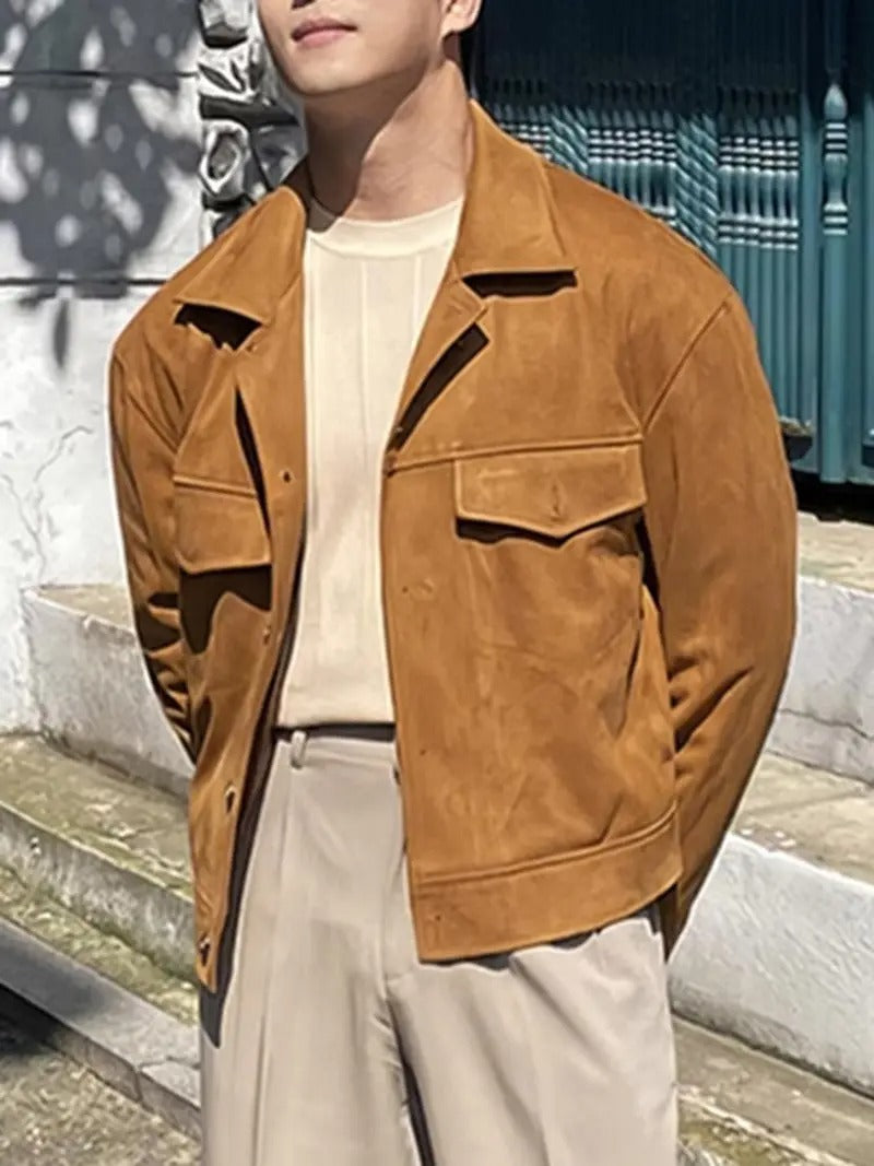 Men's Brown Button Front Jacket