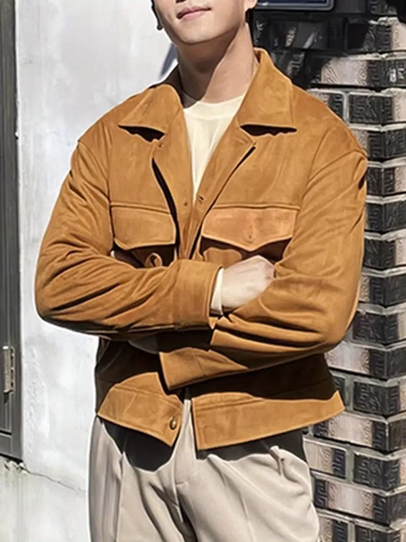 Men's Brown Button Front Jacket