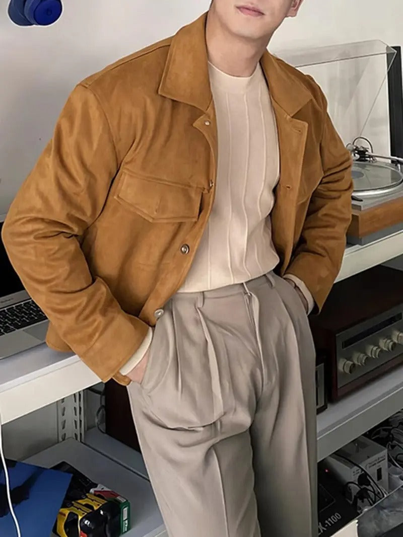 Men's Brown Button Front Jacket