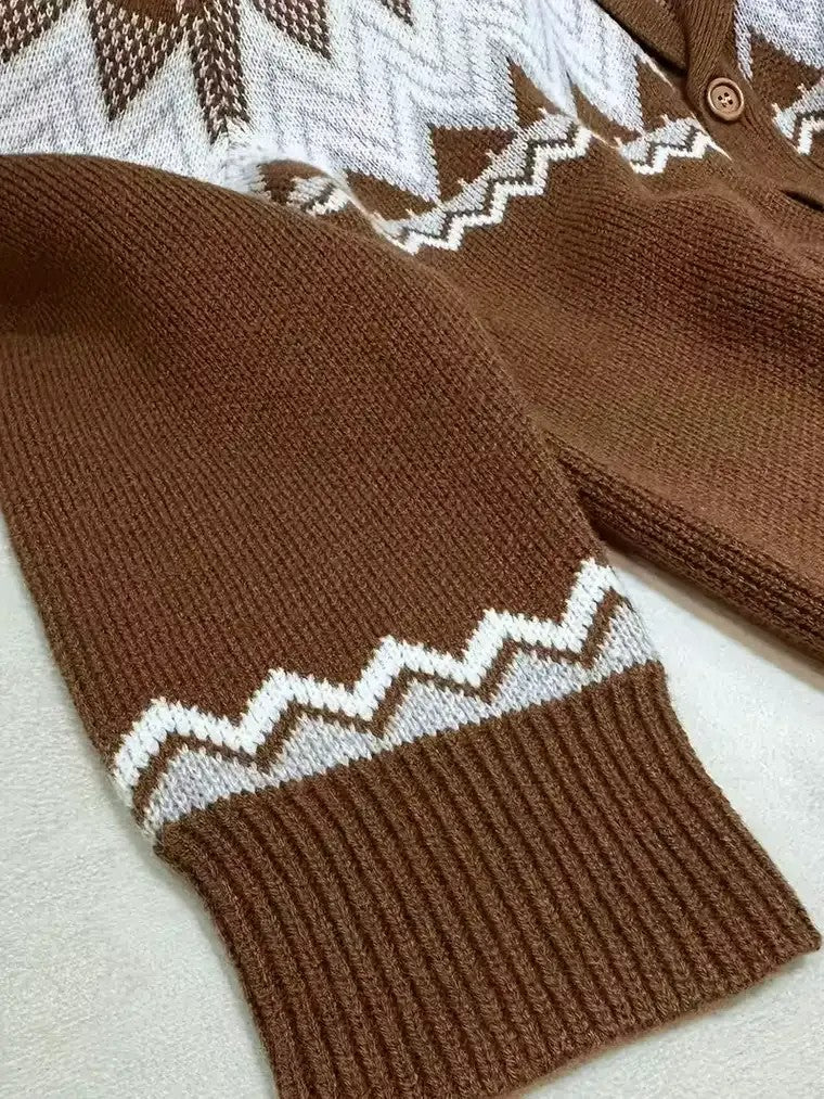 Men's Brown Fair Isle Cardigan