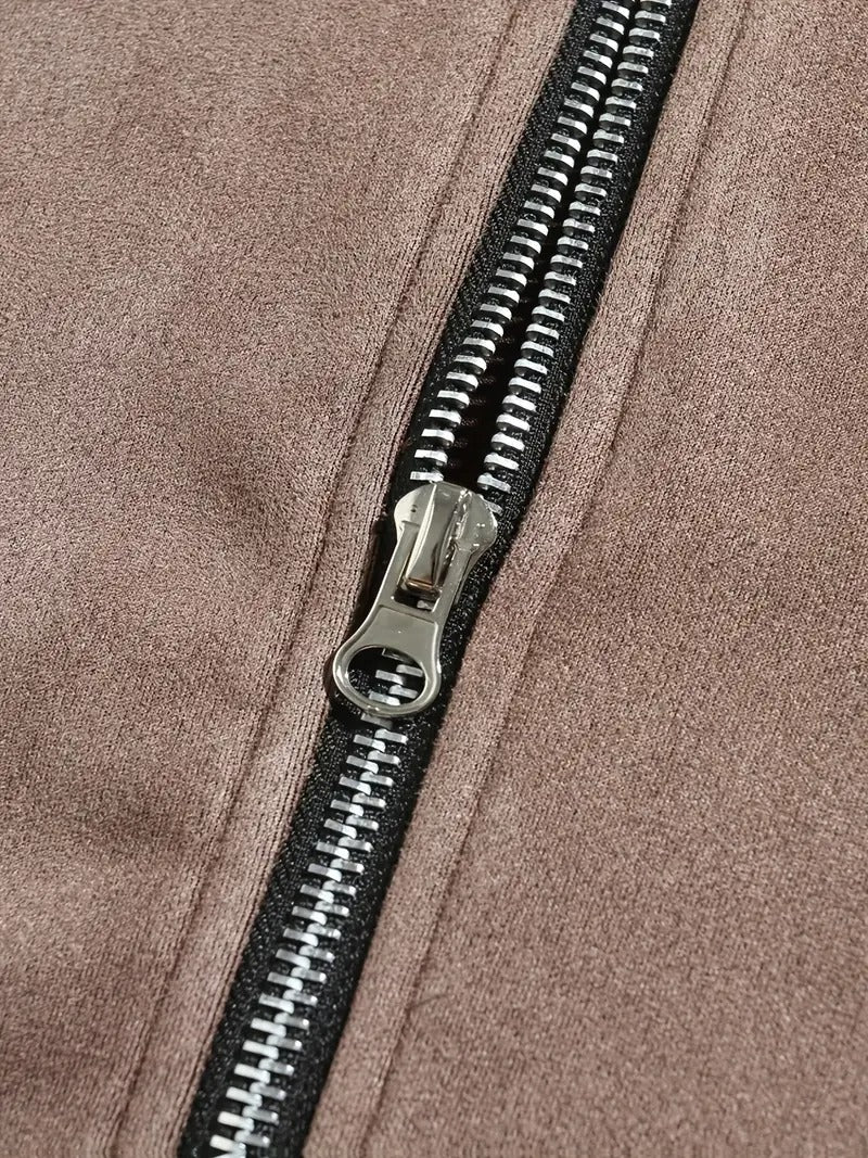 Men's Brown Zip-Up Jacket