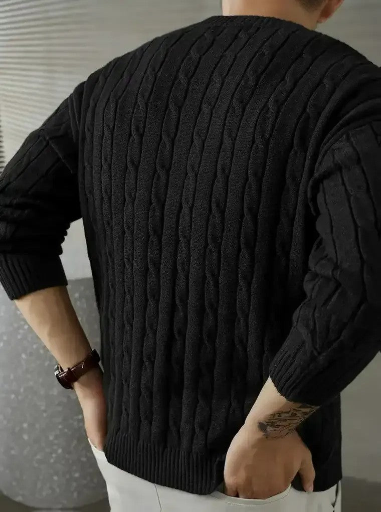 Men's Cable Knit Henley Sweater