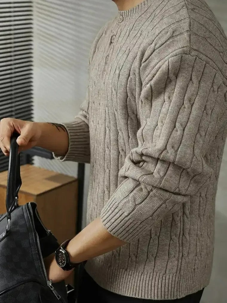 Men's Cable Knit Henley Sweater