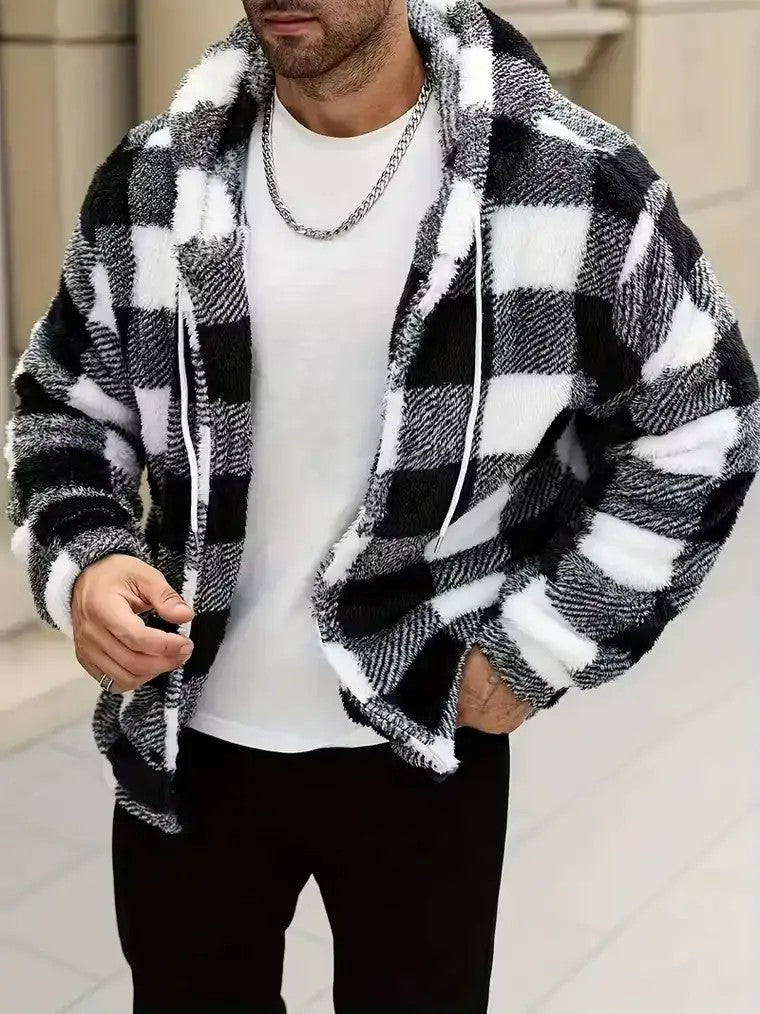 Men's Checkered Hooded Jacket
