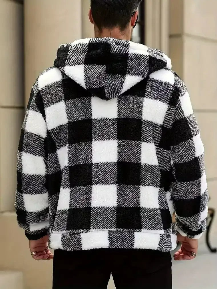 Men's Checkered Hooded Jacket