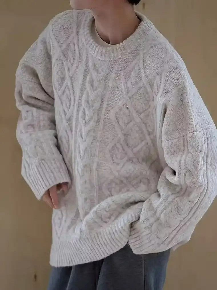 Men's Chunky Cable Knit Crewneck Sweater