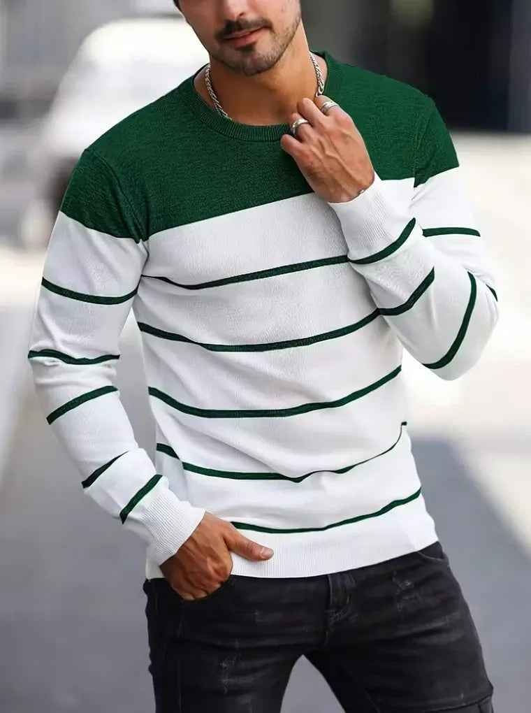 Men's Colour-Block Crewneck Sweater