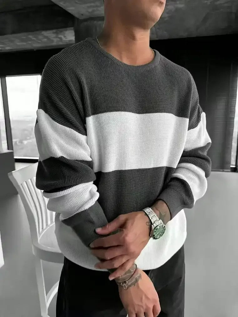 Men's Colour-Block Striped Sweater