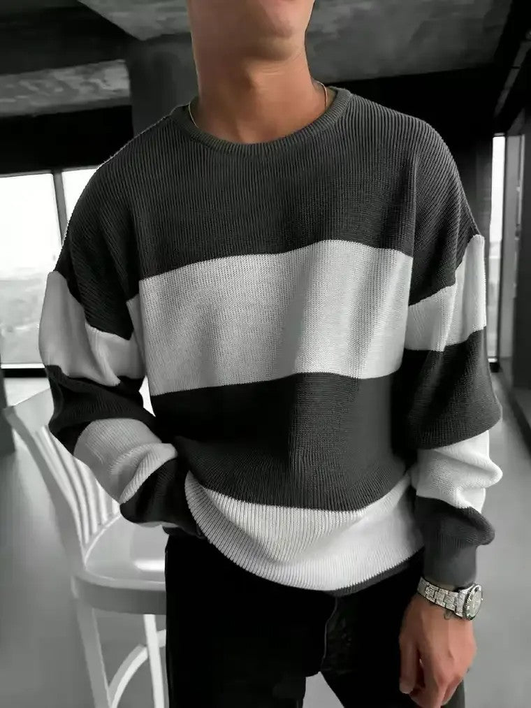 Men's Colour-Block Striped Sweater