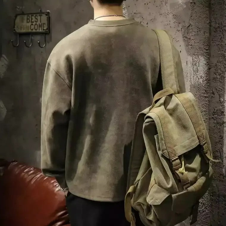 Men's Crew Neck Sweater with Embossed Logo