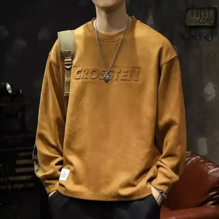 Men's Crew Neck Sweater with Embossed Logo