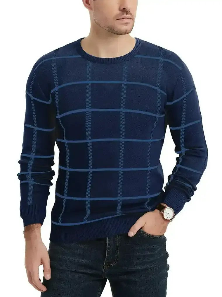Men's Crewneck Plaid Sweater