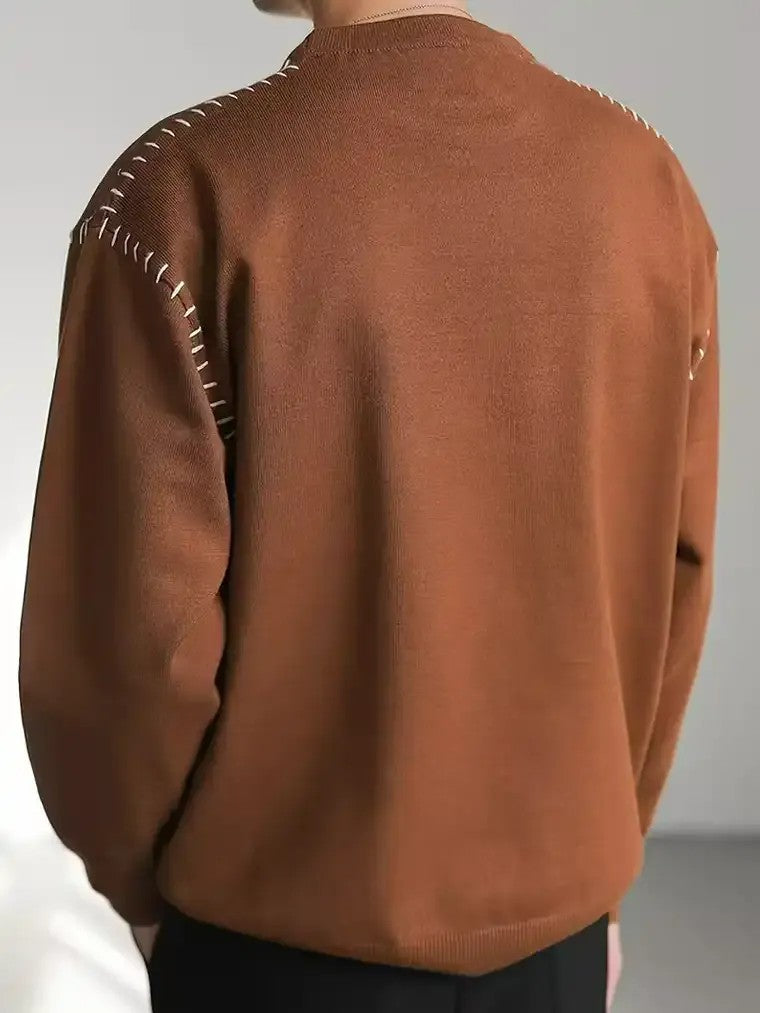 Men's Crewneck Sweater with Contrast Stitch