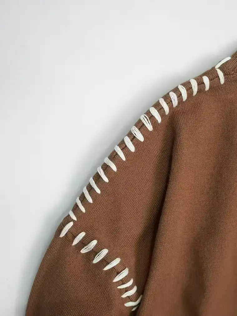 Men's Crewneck Sweater with Contrast Stitch