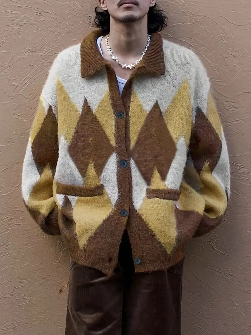 Men's Diamond-Pattern Cardigan