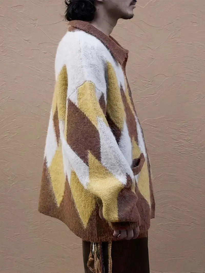 Men's Diamond-Pattern Cardigan
