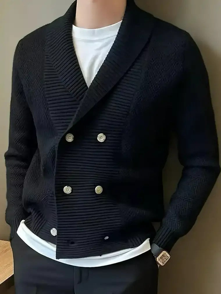 Men's Double-Breasted Knit Cardigan