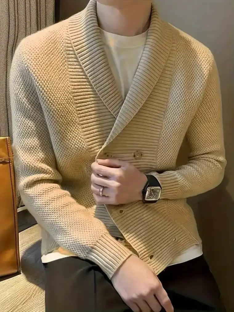 Men's Double-Breasted Knit Cardigan