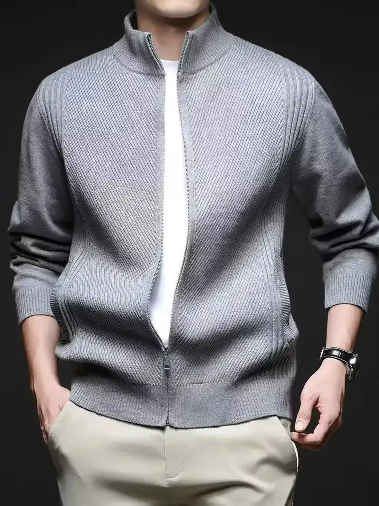 Men's Full-Zip Mock Collar Cardigan