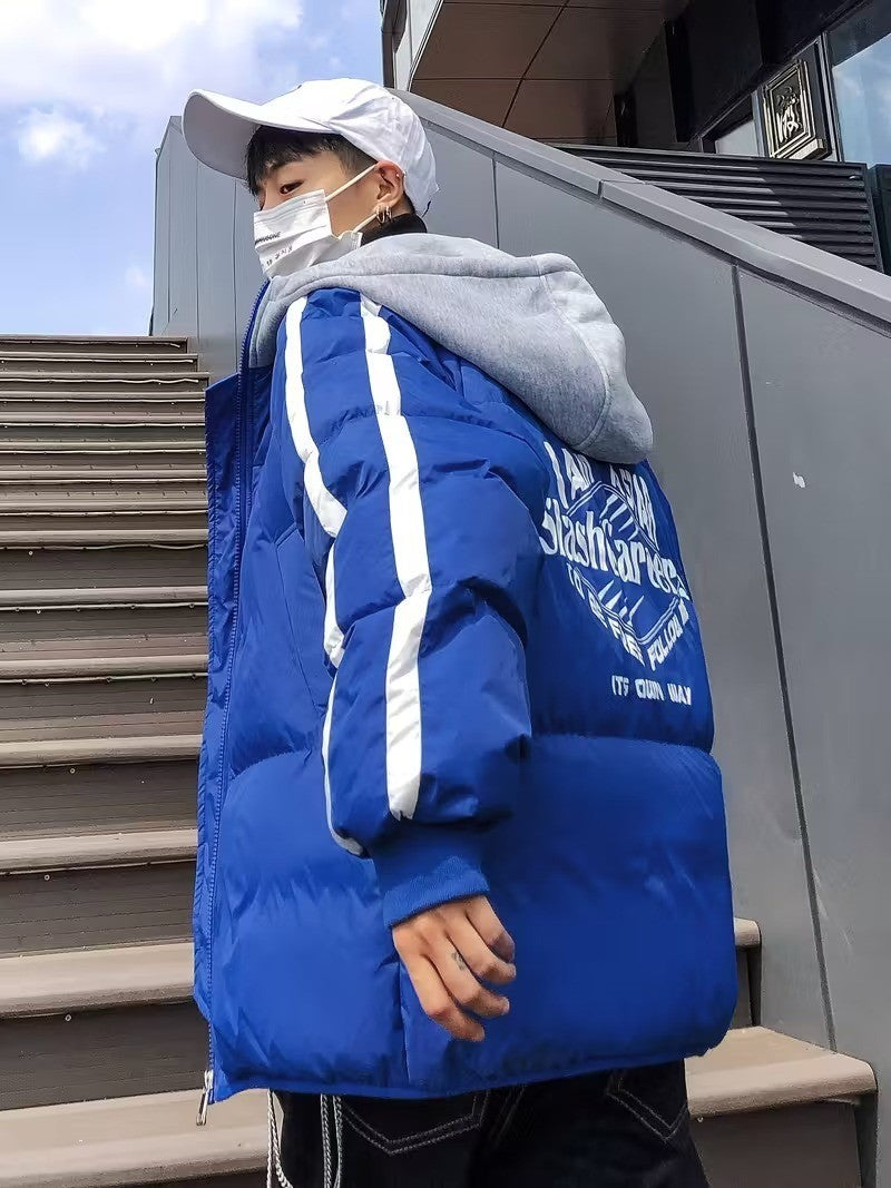 Men's Full-Zip Puffer Jacket with Layered Hood