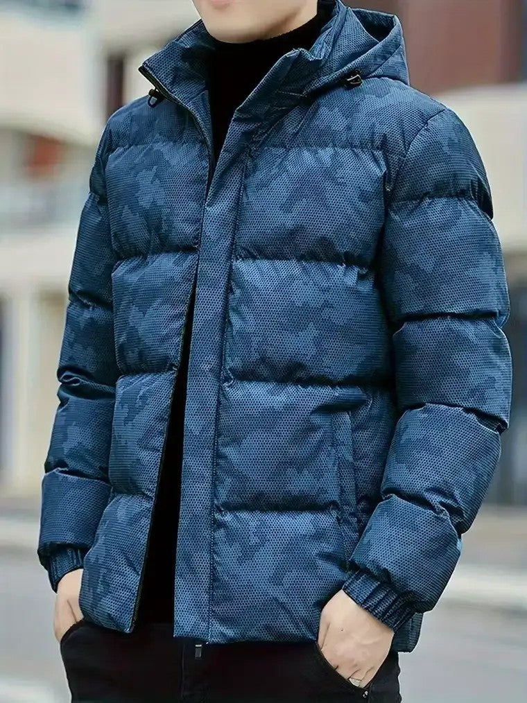 Men's Geometric Camouflage Puffer Jacket