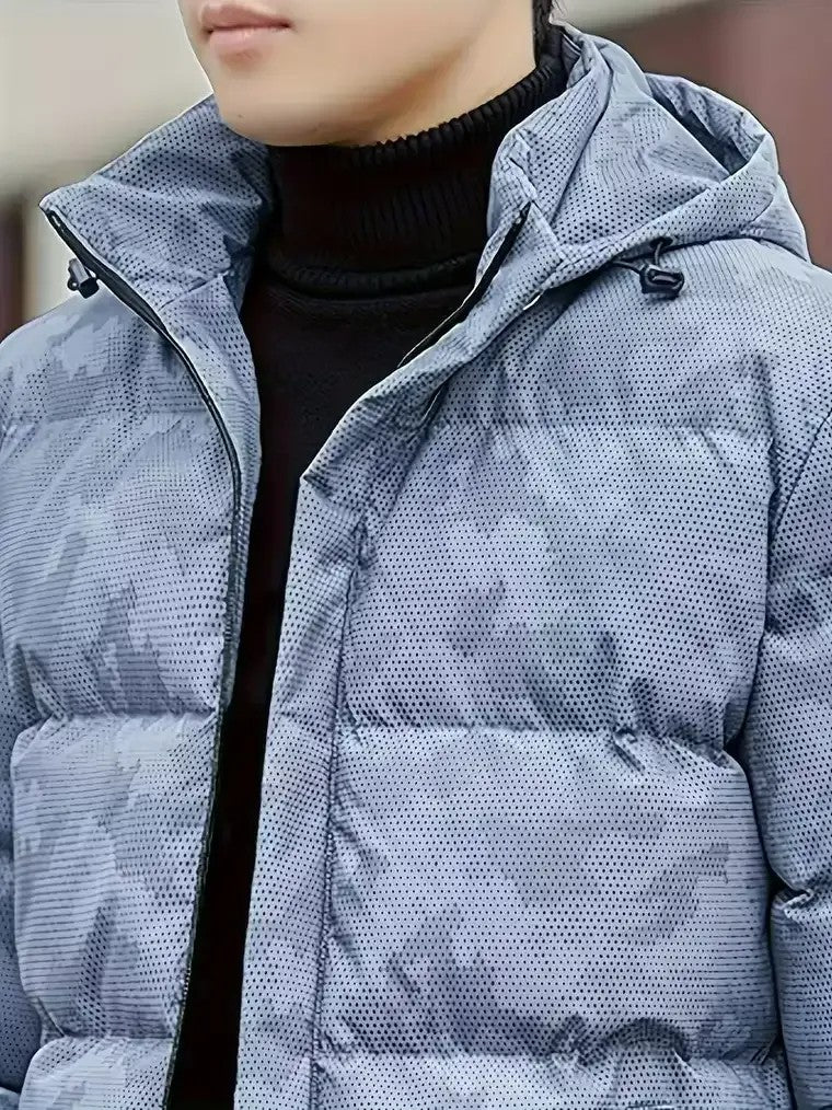 Men's Geometric Camouflage Puffer Jacket